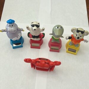 Set of Five Bobbleheads:  Hippo, Polar Bear, Shark, Koala and Crab
